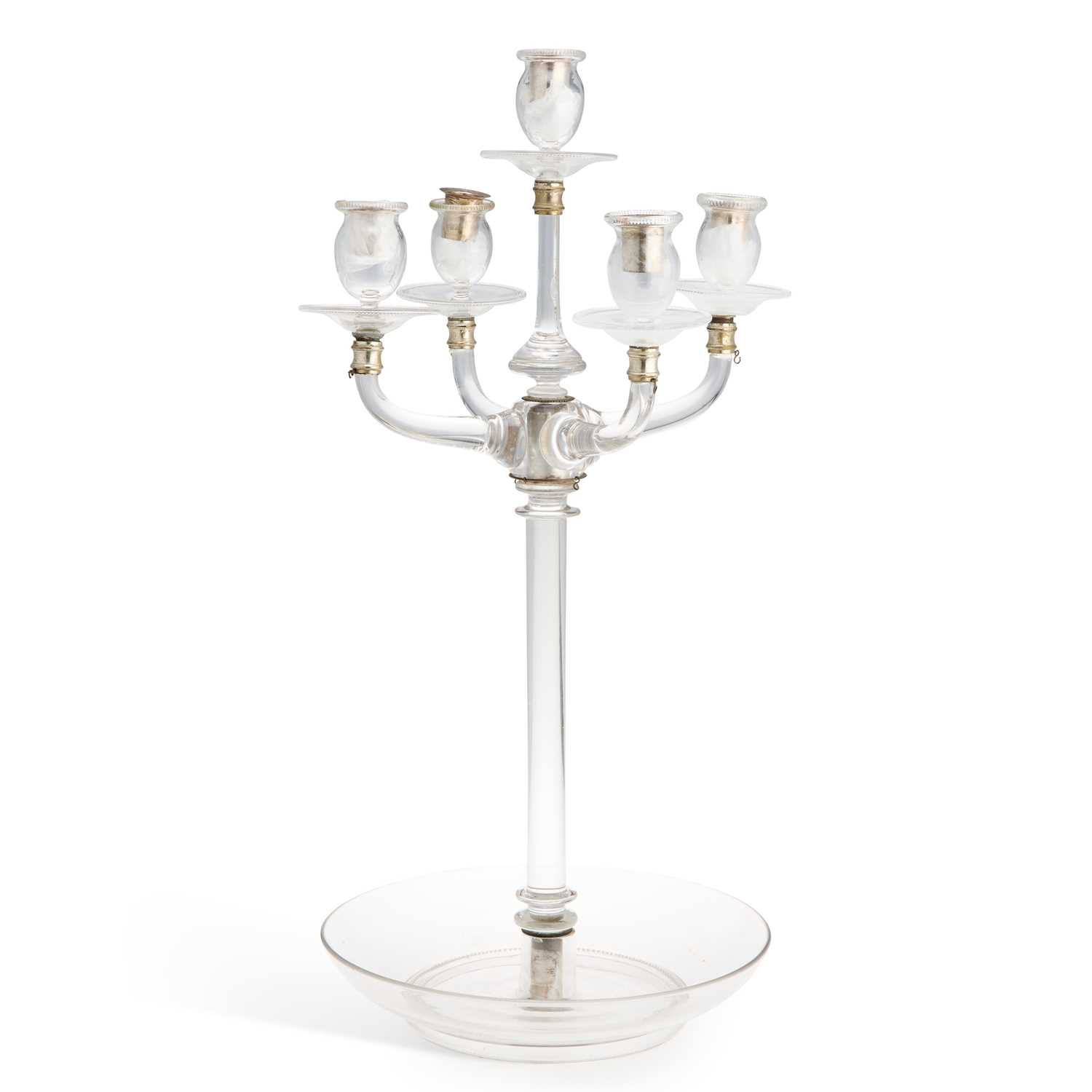 Lot A GLASS CANDELABRA CENTREPIECE
