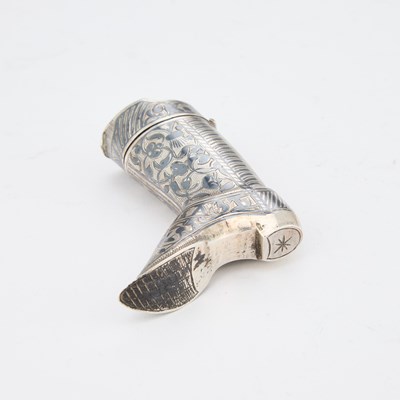 Lot A RUSSIAN SILVER AND NIELLO NOVELTY VESTA CASE