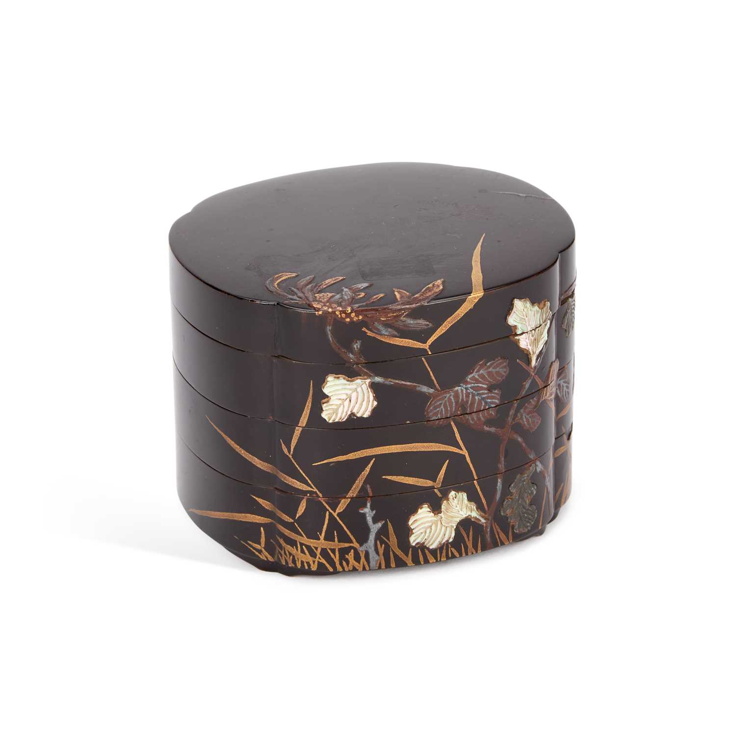 Lot A JAPANESE LACQUER TIERED BOX AND COVER, MEIJI PERIOD