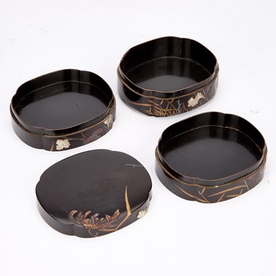 Lot A JAPANESE LACQUER TIERED BOX AND COVER, MEIJI PERIOD