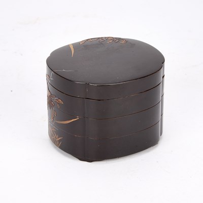 Lot A JAPANESE LACQUER TIERED BOX AND COVER, MEIJI PERIOD