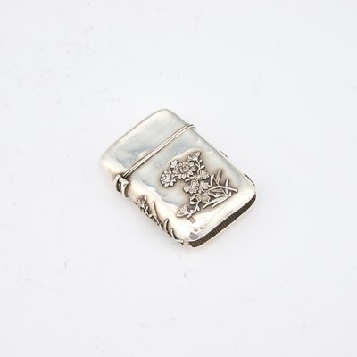 Lot A JAPANESE SILVER AND ENAMEL VESTA CASE