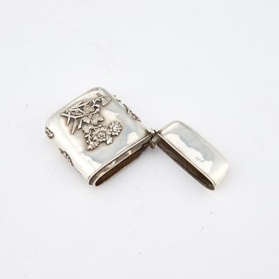 Lot A JAPANESE SILVER AND ENAMEL VESTA CASE
