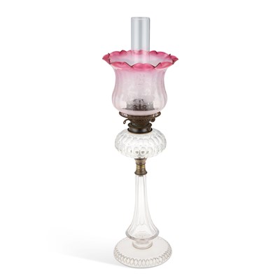 Lot 949 - A VICTORIAN CUT GLASS OIL LAMP