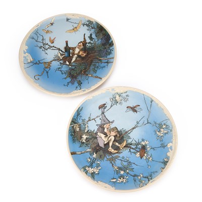 Lot 99 - A PAIR OF METTLACH PLAQUES, C.1890