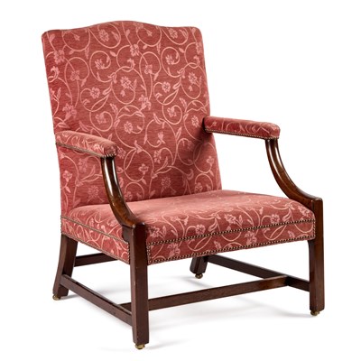 Lot 1036 - A GEORGE III MAHOGANY LIBRARY CHAIR