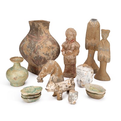 Lot 532 - A COLLECTION OF CHINESE POTTERY FIGURES AND VESSELS