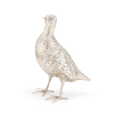 Lot 294 - A LARGE CONTINENTAL SILVER MODEL OF A GROUSE