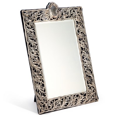 Lot 374 - A LARGE ART NOUVEAU SILVER TABLE MIRROR