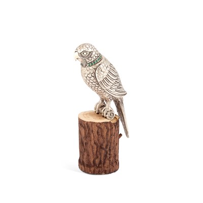 Lot 291 - A GERMAN SILVER NOVELTY BIRD SCENT BOTTLE