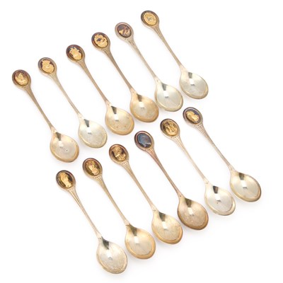Lot 338 - A SET OF TWELVE ELIZABETH II SILVER SPOONS, 'THE RSPB SPOON COLLECTION'
