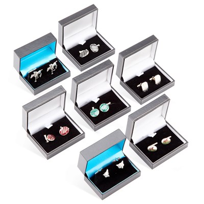 Lot 388 - SEVEN PAIRS OF MODERNIST SILVER CUFFLINKS