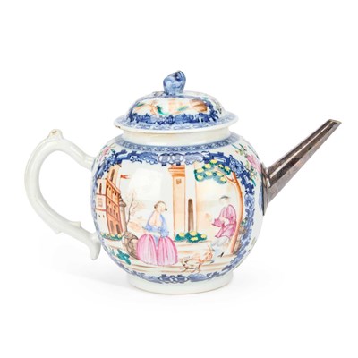 Lot 535 - AN 18TH CENTURY CHINESE FAMILLE ROSE 'MANDARIN' TEAPOT