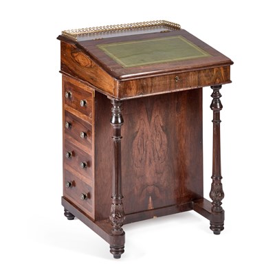 Lot 1039 - A VICTORIAN ROSEWOOD DAVENPORT