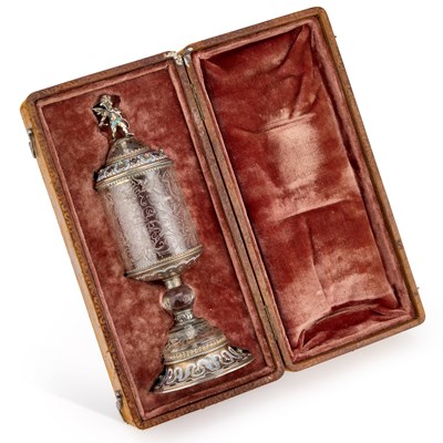 Lot 783 - A FINE VIENNESE ROCK CRYSTAL CUP AND COVER