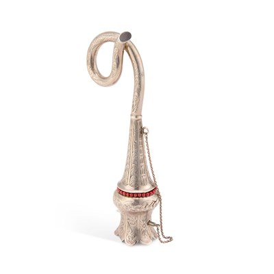 Lot 758 - A SILVER THISTLE AND CORAL POSY HOLDER, 19TH CENTURY