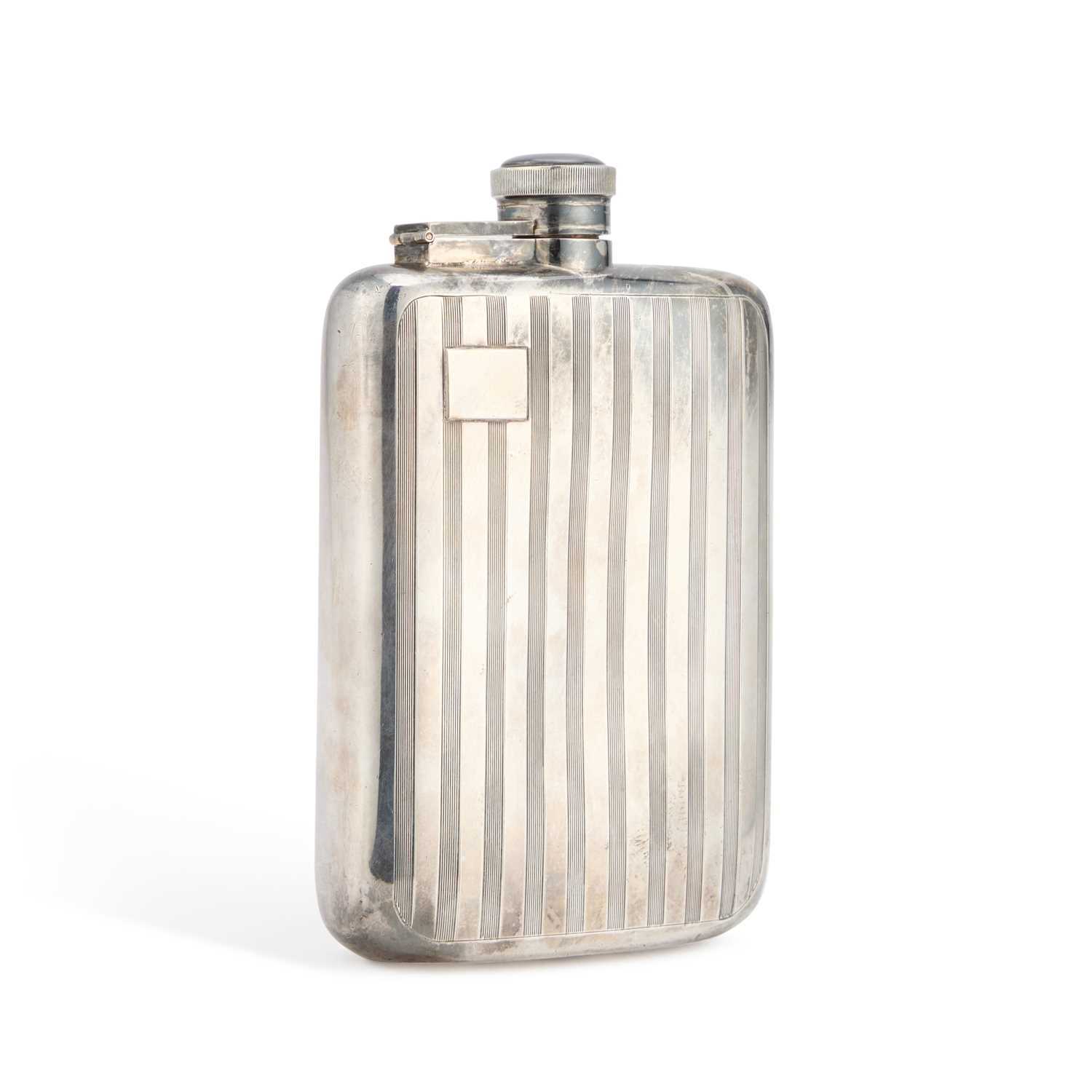 Lot A LARGE SILVER-PLATED HIP FLASK