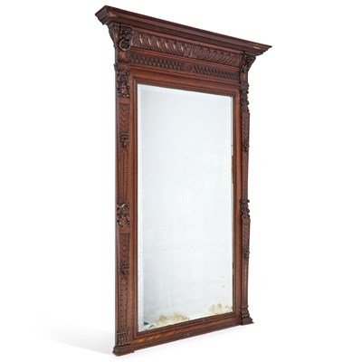 Lot 1080 - TWO LATE VICTORIAN CARVED OAK WALL MIRRORS