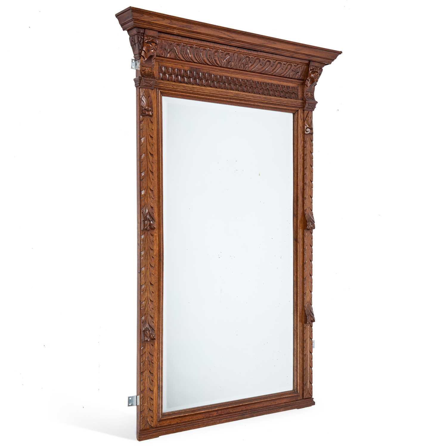 Lot TWO LATE VICTORIAN CARVED OAK WALL MIRRORS