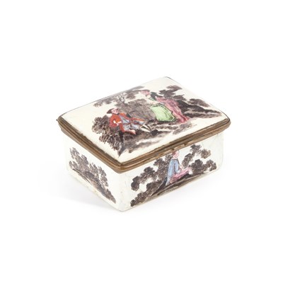 Lot 763 - A GERMAN ENAMEL BOX AND COVER, 18TH CENTURY