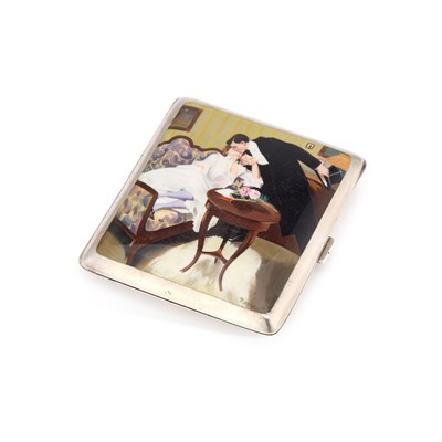 Lot 212 - AN ART NOUVEAU SILVER AND ENAMEL CIGARETTE CASE