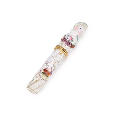 Lot 779 - A CONTINENTAL ENAMELLED BODKIN CASE, 19TH CENTURY