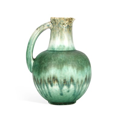 Lot 97 - A RUSKIN GREEN-GLAZED CRYSTALLINE POTTERY JUG