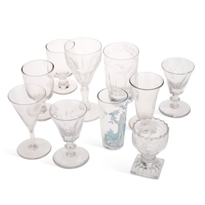Lot 92 - A COLLECTION OF GEORGIAN AND LATER DRINKING GLASSES