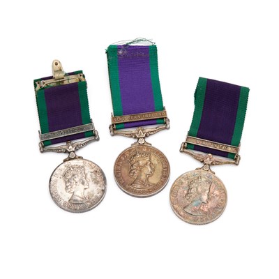 Lot 42 - THREE ELIZABETH II CAMPAIGN SERVICE MEDALS (CSM)