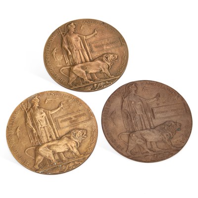 Lot 26 - THREE FIRST WORLD WAR DEATH PLAQUES