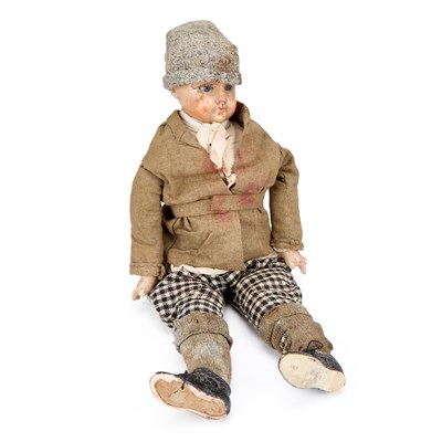 Lot 50 - A PORCELAIN HEAD DOLL